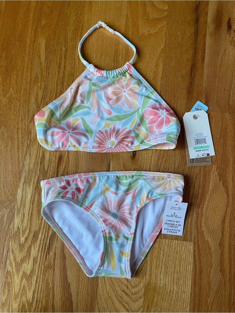 Billabong Girls Two-Piece High Neck Swimsuit Size 8
